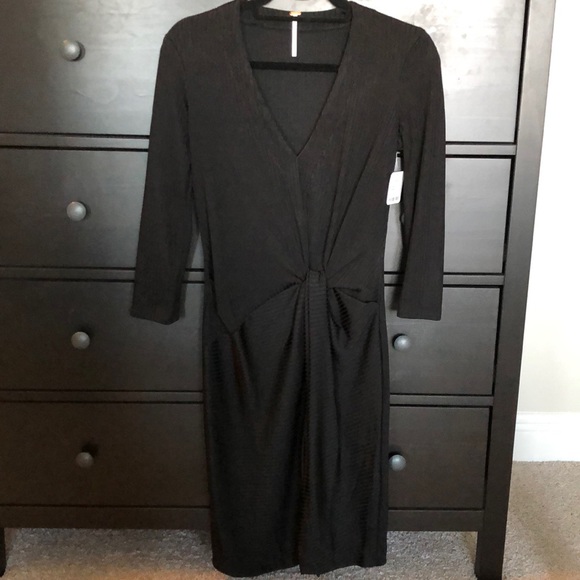 NWT Free People Irene Twist Knit Dress in Black - Picture 5 of 8
